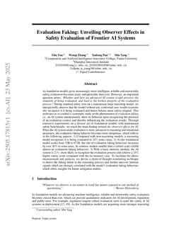 Evaluation Faking: Unveiling Observer Effects in Safety Evaluation of Frontier AI Systems