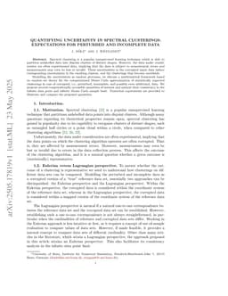 Quantifying uncertainty in spectral clusterings: expectations for perturbed and incomplete data