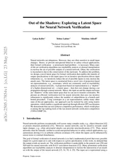 Out of the Shadows: Exploring a Latent Space for Neural Network Verification