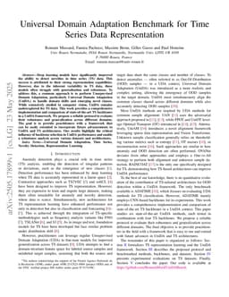 Universal Domain Adaptation Benchmark for Time Series Data Representation