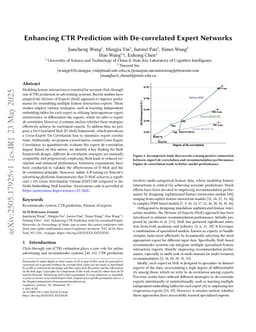 Enhancing CTR Prediction with De-correlated Expert Networks