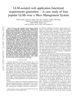 LLM assisted web application functional requirements generation: A case study of four popular LLMs over a Mess Management System