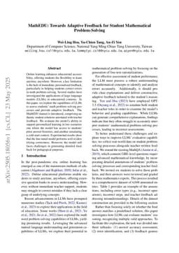 MathEDU: Towards Adaptive Feedback for Student Mathematical Problem-Solving