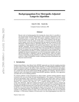 Backpropagation-Free Metropolis-Adjusted Langevin Algorithm
