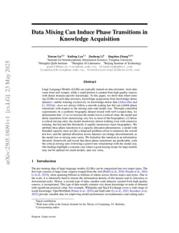 Data Mixing Can Induce Phase Transitions in Knowledge Acquisition