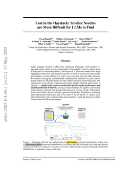 Lost in the Haystack: Smaller Needles are More Difficult for LLMs to Find