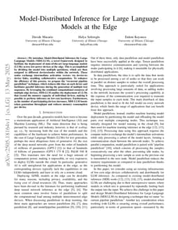 Model-Distributed Inference for Large Language Models at the Edge
