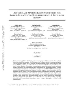 Acoustic and Machine Learning Methods for Speech-Based Suicide Risk Assessment: A Systematic Review