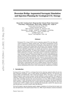Brownian Bridge Augmented Surrogate Simulation and Injection Planning for Geological CO$_2$ Storage