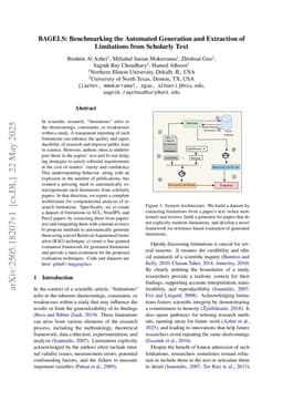 BAGELS: Benchmarking the Automated Generation and Extraction of Limitations from Scholarly Text