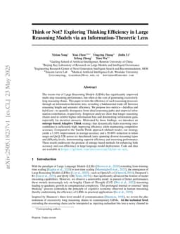 Think or Not? Exploring Thinking Efficiency in Large Reasoning Models via an Information-Theoretic Lens