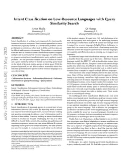 Intent Classification on Low-Resource Languages with Query Similarity Search