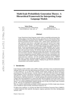 Multi-Scale Probabilistic Generation Theory: A Hierarchical Framework for Interpreting Large Language Models