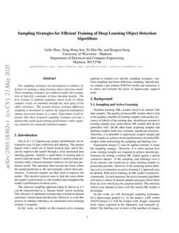 Sampling Strategies for Efficient Training of Deep Learning Object Detection Algorithms