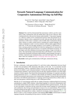 Towards Natural Language Communication for Cooperative Autonomous Driving via Self-Play