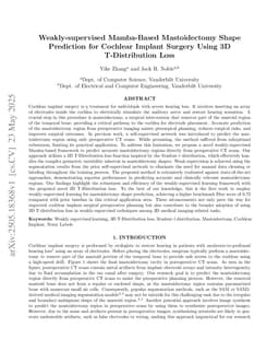 Weakly-supervised Mamba-Based Mastoidectomy Shape Prediction for Cochlear Implant Surgery Using 3D T-Distribution Loss
