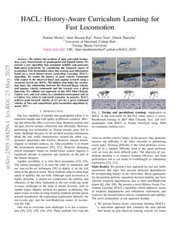 HACL: History-Aware Curriculum Learning for Fast Locomotion