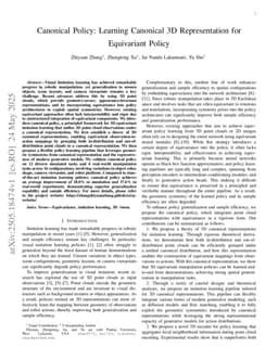 Canonical Policy: Learning Canonical 3D Representation for Equivariant Policy