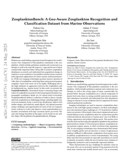 ZooplanktonBench: A Geo-Aware Zooplankton Recognition and Classification Dataset from Marine Observations