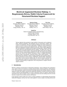 Retrieval Augmented Decision-Making: A Requirements-Driven, Multi-Criteria Framework for Structured Decision Support