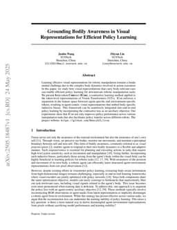Grounding Bodily Awareness in Visual Representations for Efficient Policy Learning
