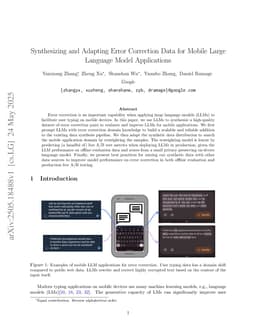 Synthesizing and Adapting Error Correction Data for Mobile Large Language Model Applications