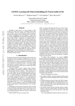 LiSTEN: Learning Soft Token Embeddings for Neural Audio LLMs