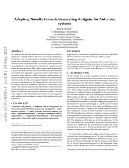 Adapting Novelty towards Generating Antigens for Antivirus systems