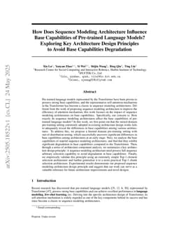 How Does Sequence Modeling Architecture Influence Base Capabilities of Pre-trained Language Models? Exploring Key Architecture Design Principles to Avoid Base Capabilities Degradation