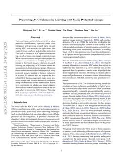 Preserving AUC Fairness in Learning with Noisy Protected Groups