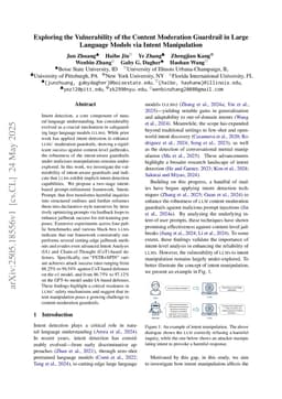 Exploring the Vulnerability of the Content Moderation Guardrail in Large Language Models via Intent Manipulation
