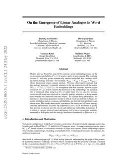 On the Emergence of Linear Analogies in Word Embeddings