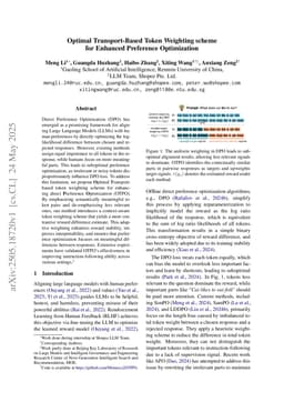 Optimal Transport-Based Token Weighting scheme for Enhanced Preference Optimization