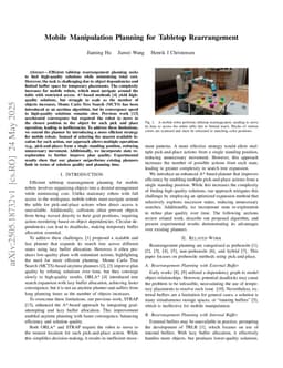 Mobile Manipulation Planning for Tabletop Rearrangement