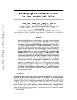 Disentangling Knowledge Representations for Large Language Model Editing