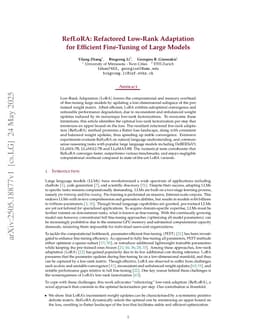RefLoRA: Refactored Low-Rank Adaptation for Efficient Fine-Tuning of Large Models