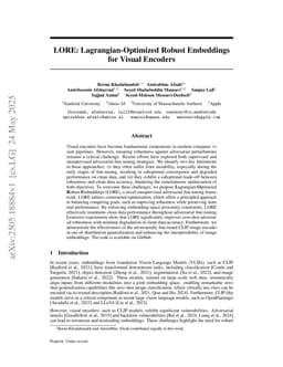 LORE: Lagrangian-Optimized Robust Embeddings for Visual Encoders