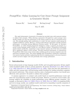 PromptWise: Online Learning for Cost-Aware Prompt Assignment in Generative Models