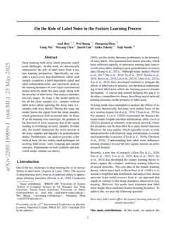 On the Role of Label Noise in the Feature Learning Process