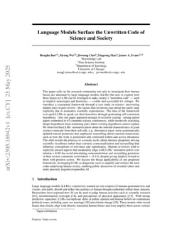 Language Models Surface the Unwritten Code of Science and Society