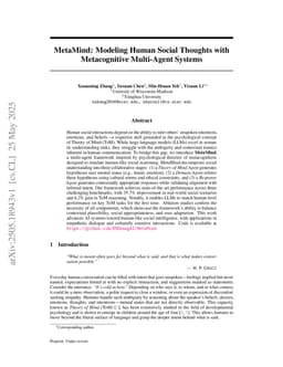 MetaMind: Modeling Human Social Thoughts with Metacognitive Multi-Agent Systems