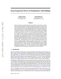 Exact Expressive Power of Transformers with Padding