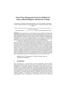Smart Waste Management System for Makkah City using Artificial Intelligence and Internet of Things