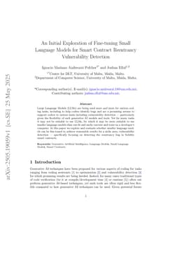 An Initial Exploration of Fine-tuning Small Language Models for Smart Contract Reentrancy Vulnerability Detection