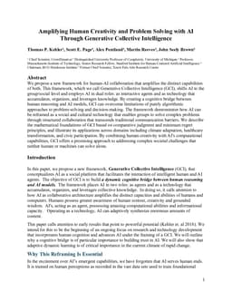 Amplifying Human Creativity and Problem Solving with AI Through Generative Collective Intelligence