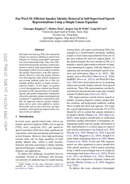 Eta-WavLM: Efficient Speaker Identity Removal in Self-Supervised Speech Representations Using a Simple Linear Equation