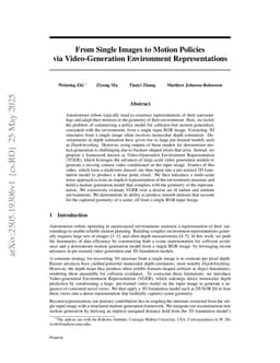 From Single Images to Motion Policies via Video-Generation Environment Representations