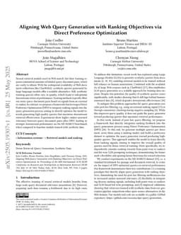 Aligning Web Query Generation with Ranking Objectives via Direct Preference Optimization