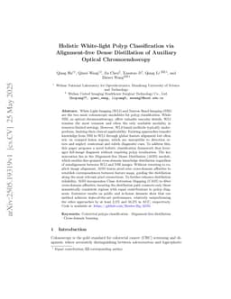 Holistic White-light Polyp Classification via Alignment-free Dense Distillation of Auxiliary Optical Chromoendoscopy