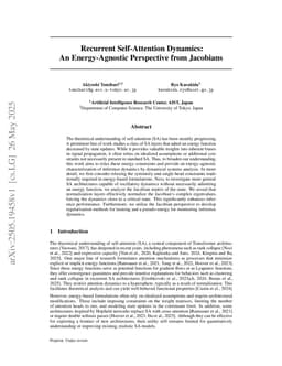 Recurrent Self-Attention Dynamics: An Energy-Agnostic Perspective from Jacobians